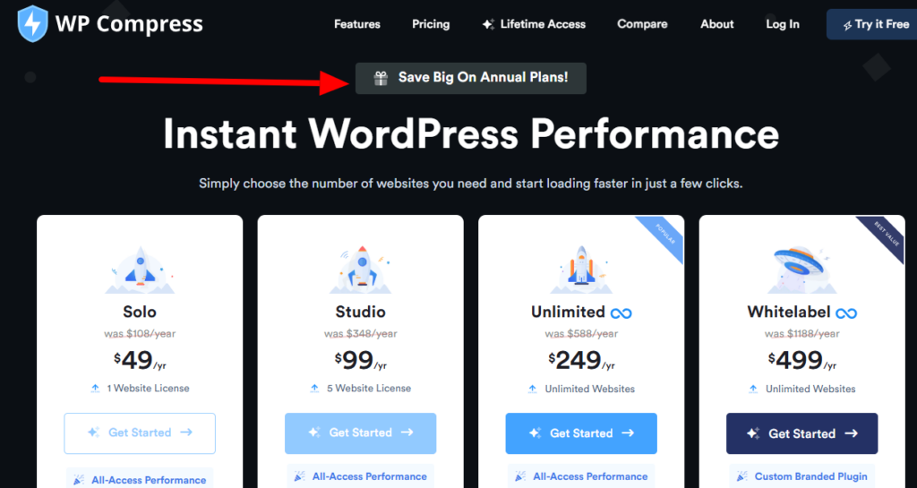 WP Alternative-Pricing Plans Page