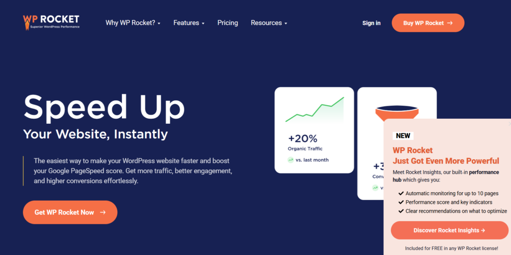 WP Rocket Homepage