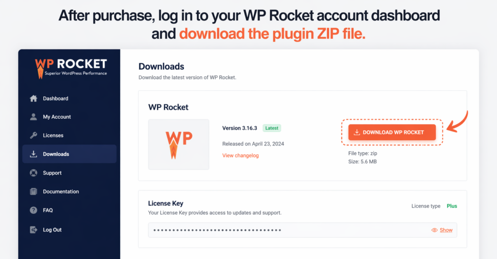 WP Rocket Review-Download Page